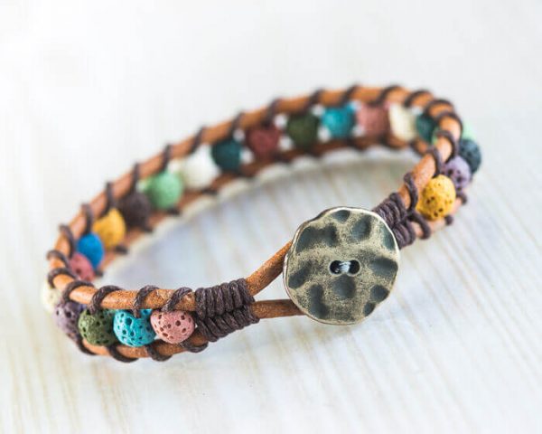 Lava stone bracelet, beaded bracelet, gemstone jewelry,
